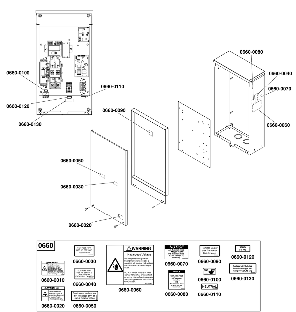 Decals Group - Ats Warning (Used After Serial No. 1022699088 And Before Serial No. 1022004848) Diagram and Parts List for 071049-01  Briggs and Stratton Generator